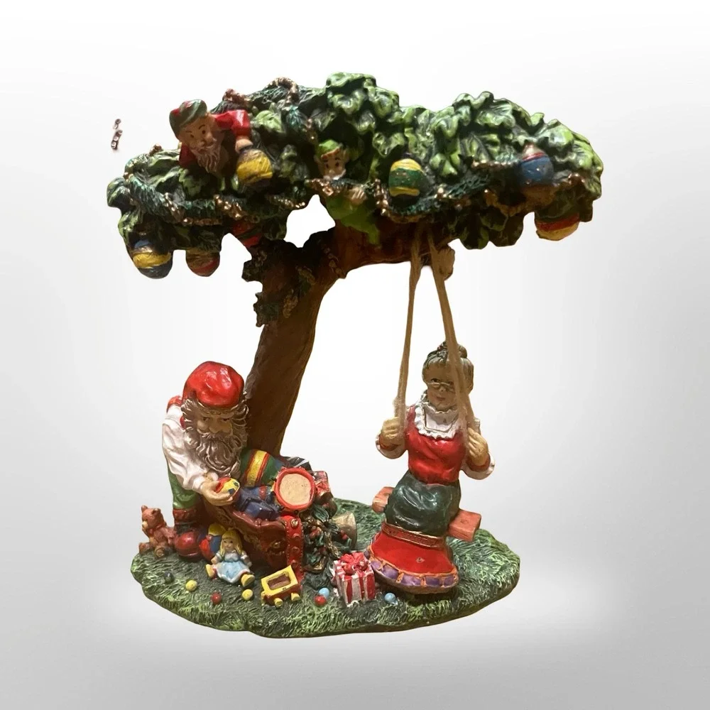 Vintage 1994 Santa and Mrs Claus Christmas Figurine Tree Swing Resin Decor‎